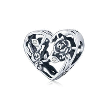 Load image into Gallery viewer, 925 Sterling Silver Vintage Rose Heart Bead Charm