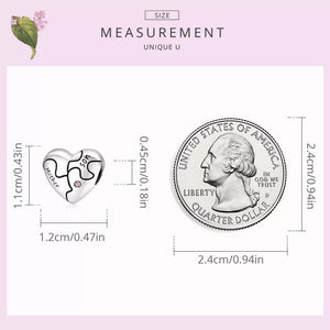 925 Sterling Silver Mother and Son Love Heart Bead Charm