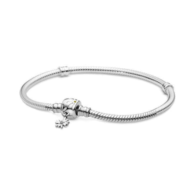925 Sterling Silver Daisy Flower Snake Chain Bracelet