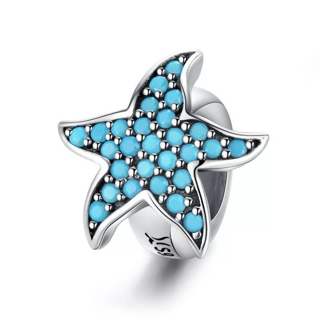 925 Sterling Silver Blue Starfish Stopper/Spacer