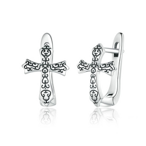 925 Sterling Silver Cross Stud Earrings