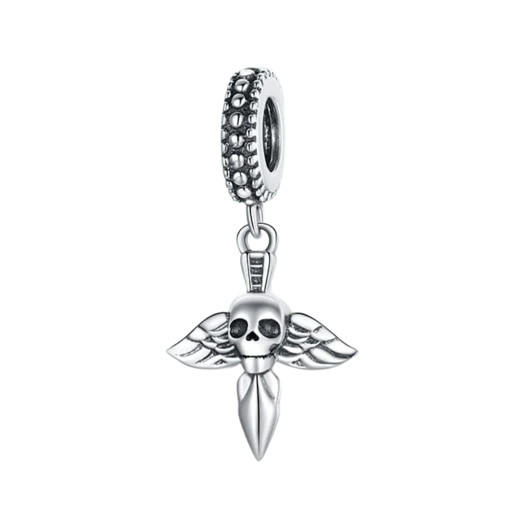 Skull and Wings Knife Dangle Charm