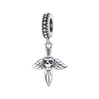 Skull and Wings Knife Dangle Charm