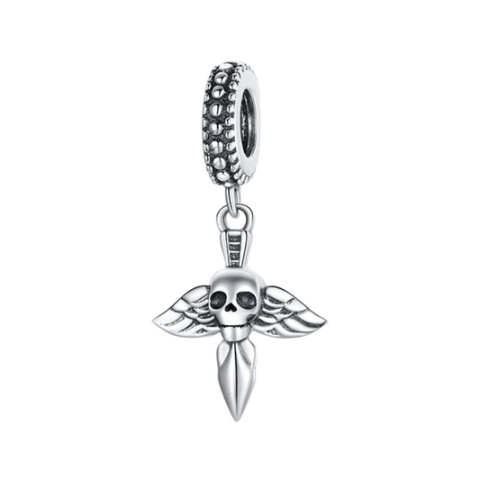 Skull and Wings Knife Dangle Charm