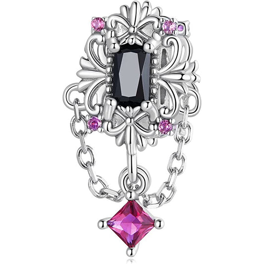 Pink And Black Cz Bohemian Bead Charm