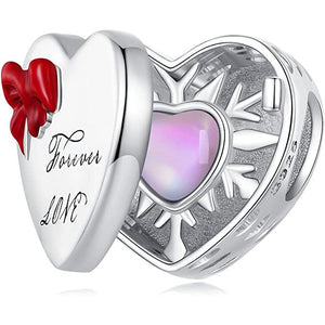 925 Sterling Silver "Forever Love" Heart Bead Charm
