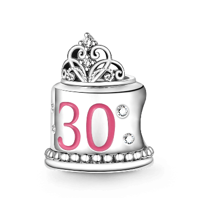 925 Sterling Silver 30th Birthday Cake Bead Charm