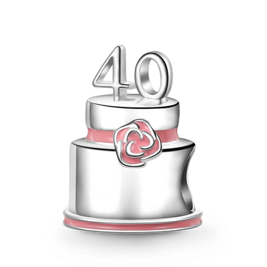 925 Sterling Silver 40th Birthday Cake Bead Charm