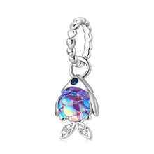 Load image into Gallery viewer, 925 Sterling Silver Tiny Purple Fish Dangle Charm