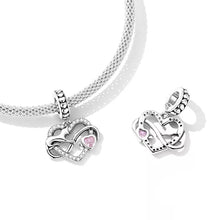 Load image into Gallery viewer, 925 Sterling Silver Cat  Infinity Heart Dangle Charm