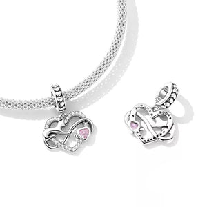 925 Sterling Silver Cat  Infinity Heart Dangle Charm