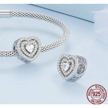 Clear CZ Pave Heart Bead Charm