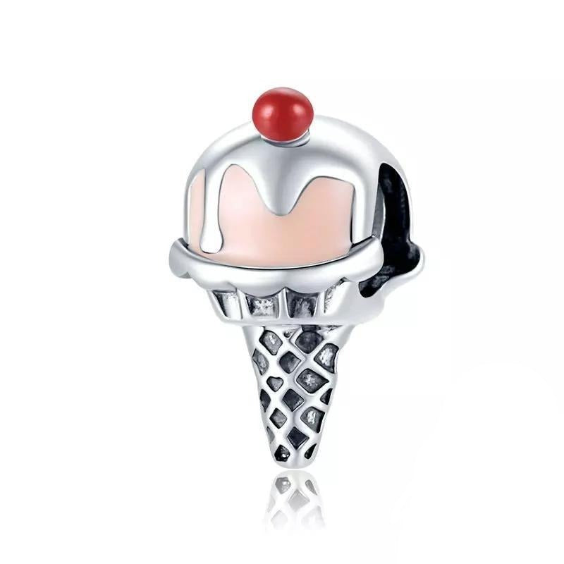 925 Sterling Silver Multi Coloured Ice Cream Bead Charm