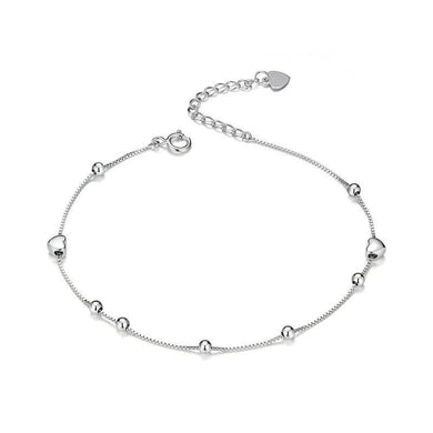 925 Sterling Silver Heart And Beads Bracelet