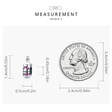 Load image into Gallery viewer, 925 Sterling Silver Pink CZ &quot;Cheers&quot; Beer Bottle Bead Charm