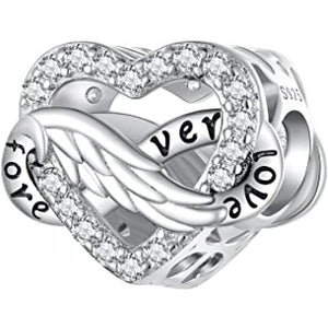 925 Sterling Silver Forever Love Heart Bead Charm