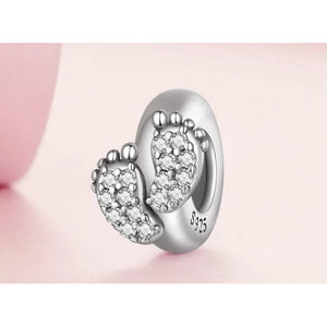 925 Sterling Silver Baby Feet Silicone Stopper