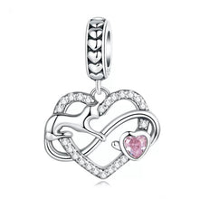 Load image into Gallery viewer, 925 Sterling Silver Cat  Infinity Heart Dangle Charm