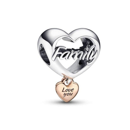 Family Heart Bead Charm