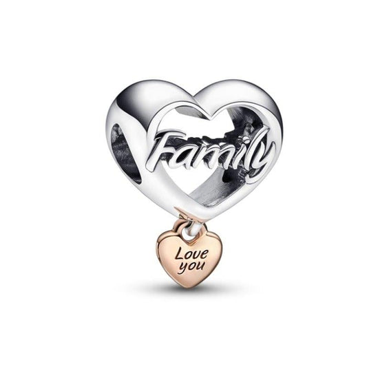 Family Heart Bead Charm