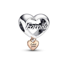Load image into Gallery viewer, 925 Sterling Silver Family Heart Bead Charm