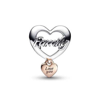 Family Heart Bead Charm