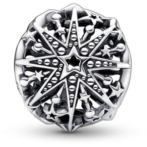 925 Sterling Silver Celestial Snowflake Bead Charm