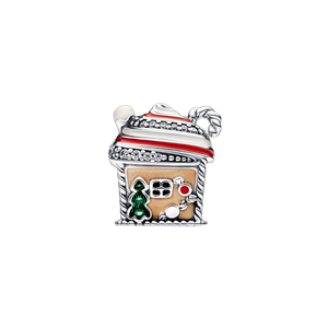 925 Sterling Silver Gingerbread House Bead Charm