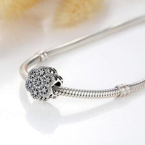 925 Sterling Silver CZ Crystal Ice Flower Bead Charm