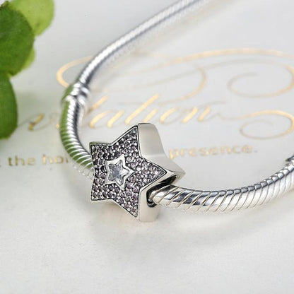 Tiny Pink CZ Star Bead Charm