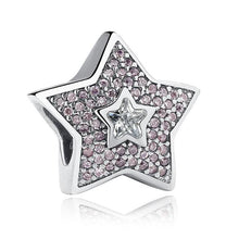 Load image into Gallery viewer, 925 Sterling Silver Tiny Pink CZ Star Bead Charm