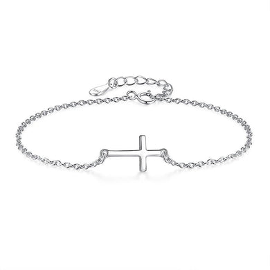 925 Sterling Silver Plain Cross Bracelet