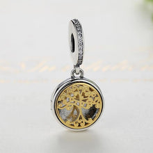 Load image into Gallery viewer, 925 Sterling Silver Gold Plated Family Tree LOCKET Dangle Charm