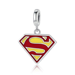 925 Sterling Silver Superman Dangle Charm