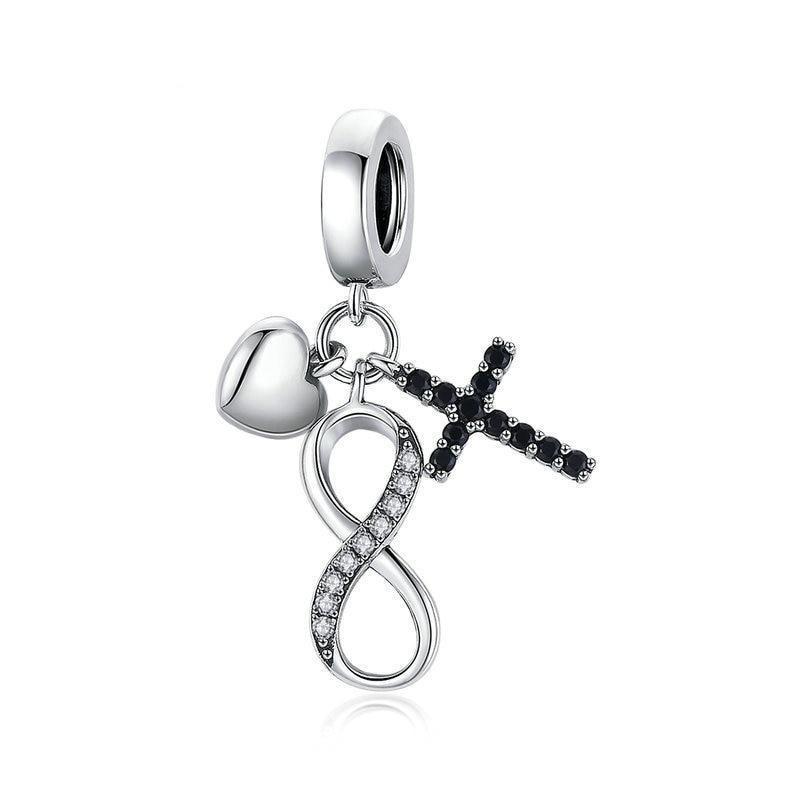 925 Sterling Silver Infinity Love and Faith Symbol Dangle Charm