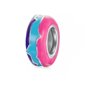925 Sterling Silver Pink And Blue Enamel SPACER