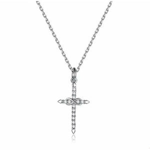 925 Sterling Silver Dainty CZ Cross Necklace