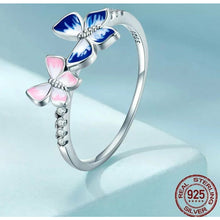 Load image into Gallery viewer, 925 Sterling Silver Pink and Blue Butterfly Ring