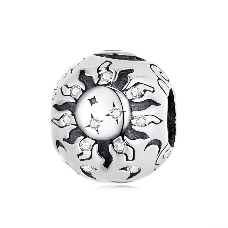 925 Sterling Silver Moon And Sun Bead Charm