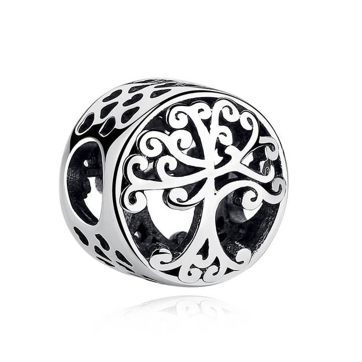 925 Sterling Silver Openwork Tree of Life Bead Charm