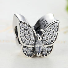 Load image into Gallery viewer, 925 Sterling Silver Clear CZ Butterfly Bead Charm