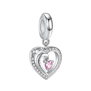 925 Sterling Silver Forever Pink CZ Dangle Charm