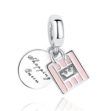 Load image into Gallery viewer, 925 Sterling Silver Shopping Queen Dangle Charm