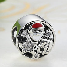 Load image into Gallery viewer, 925 Sterling Silver CZ Red Enamel Santa Christmas Bead Charm
