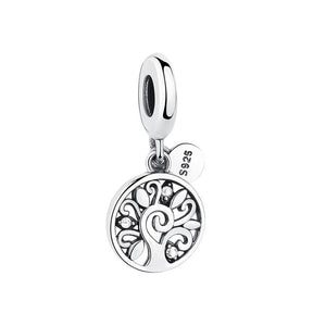 925 Sterling Silver Clear CZ Tree of Life Dangle Charm