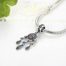 Load image into Gallery viewer, 925 Sterling Silver Colourful CZ Dream Catcher Dangle Charm