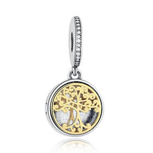 Load image into Gallery viewer, 925 Sterling Silver Gold Plated Family Tree LOCKET Dangle Charm