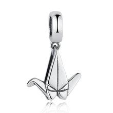 Load image into Gallery viewer, 925 Sterling Silver Paper Crane Origami Dangle Charm