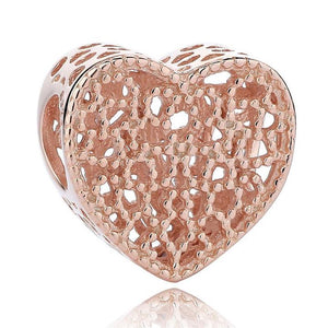 Rose Gold-Color openwork Heart Charm