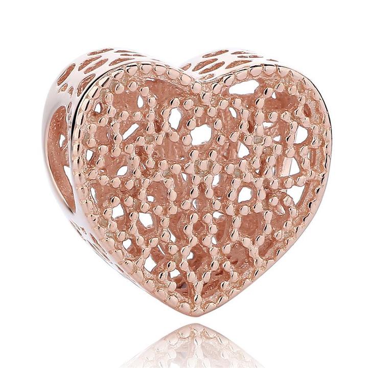 Rose Gold-Color openwork Heart Charm